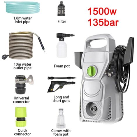 Laveuse haute pression 2200W 180Bar, pistolet gris pour nettoyage voiture et jardin