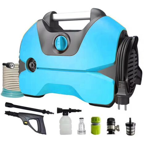 Laveuse haute pression électrique 3000W portable, pistolet de lavage voiture polyvalent, machine de nettoyage pour jardin, sols, maison et voiture, Bleu