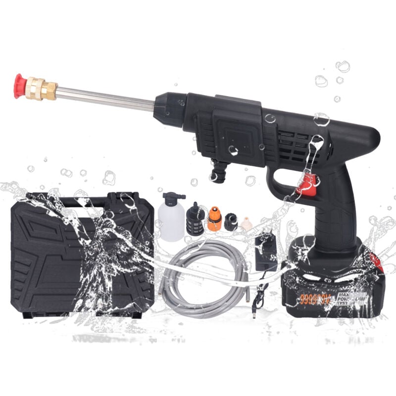 Zoternen - Laveuse rechargeable, pistolet de nettoyage haute pression portatif pour laver les voitures/arroser les fleurs/nettoyer les sols