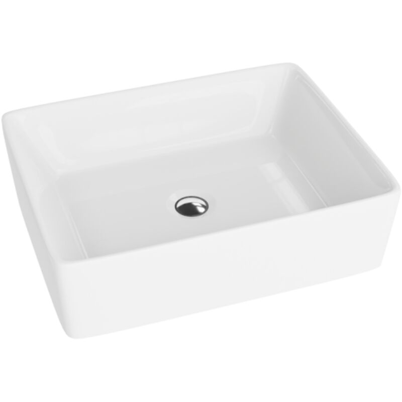 Lavita Aufsatzwaschtisch Alegranza Aufsatzwaschbecken Rechteckig Waschbecken Ohne Überlauf Und Hahnloch Aus Hochwertigem Porzellan Waschtisch 49x38x13, 5 Cm
