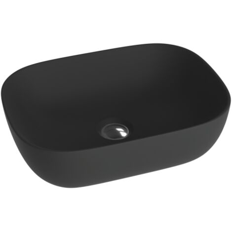LAVITA Aufsatzwaschtisch Costa Black Aufsatzwaschbecken Rechteckig Waschbecken ohne Überlauf und Hahnloch Aus hochwertigem Porzellan Waschtisch 46x32,5x13,5 cm Schwarz Matt