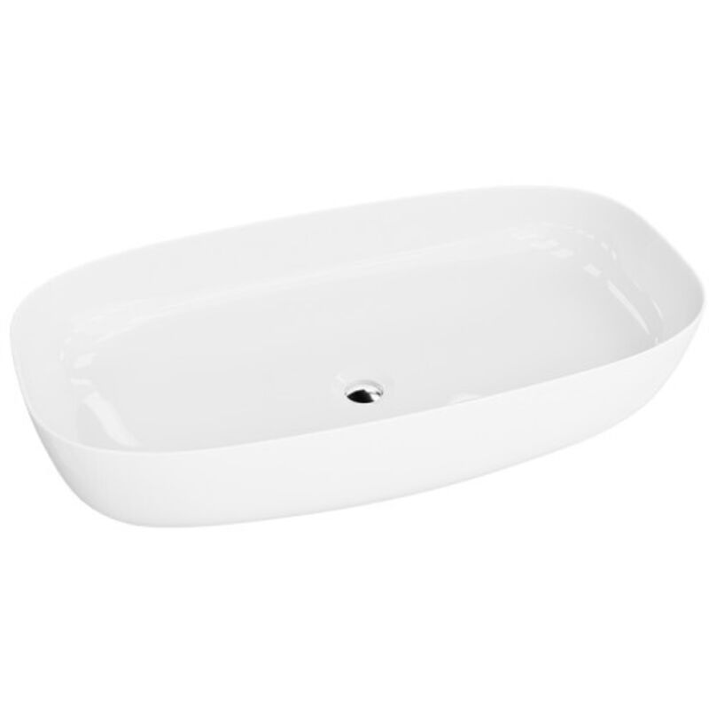 Lavita Aufsatzwaschtisch Kratos Aufsatzwaschbecken Rechteckig Waschbecken Ohne Überlauf Und Hahnloch Aus Hochwertigem Porzellan Waschtisch 69, 5x36x15, 5 Cm
