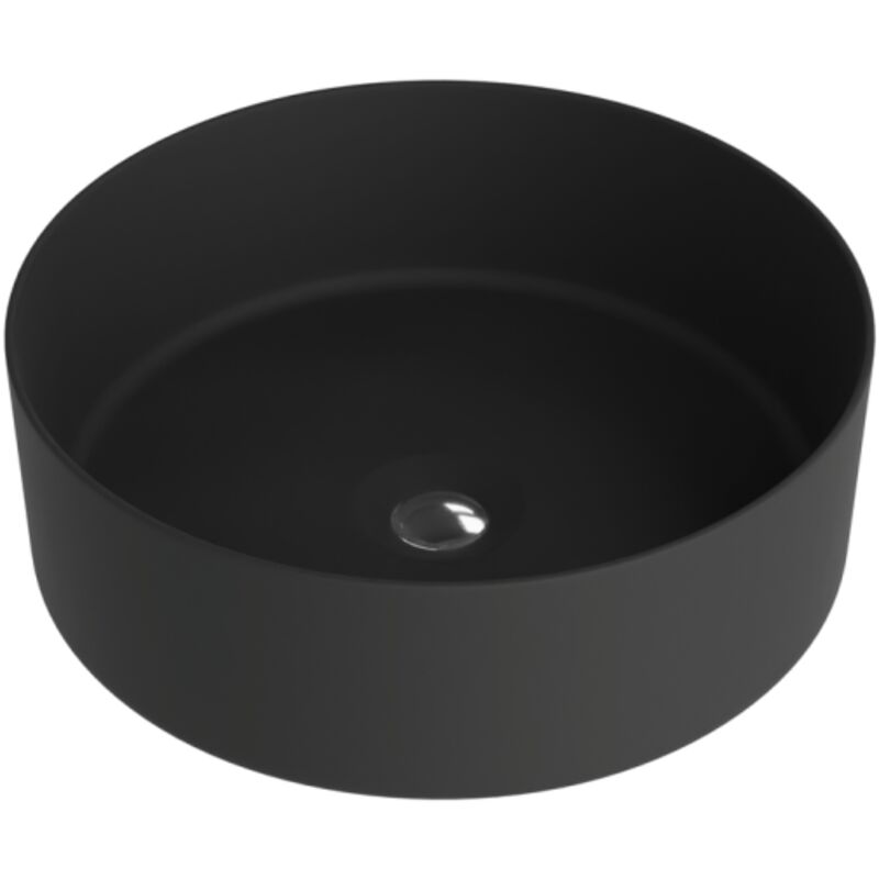 Lavita Aufsatzwaschtisch Merida Black Aufsatzwaschbecken Rund Waschbecken Ohne Überlauf Und Hahnloch Aus Hochwertigem Porzellan Waschtisch 37x37x12 Cm