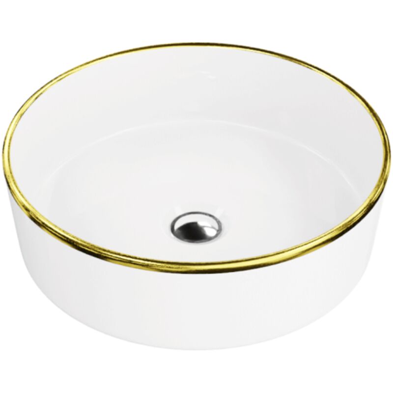 Lavita - Aufsatzwaschtisch Merida Gold Line Aufsatzwaschbecken Rund Waschbecken Ohne Überlauf Und Hahnloch Aus Hochwertigem Porzellan Waschtisch