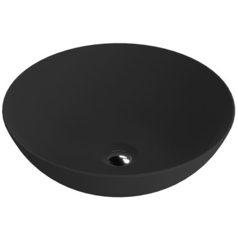 LAVITA Aufsatzwaschtisch Rosa Black  Aufsatzwaschbecken Rund  Waschbecken Ohne Überlauf und Hahnloch  Aus hochwertigem Porzellan  Waschtisch  40x40x13,5 cm  Schwarz