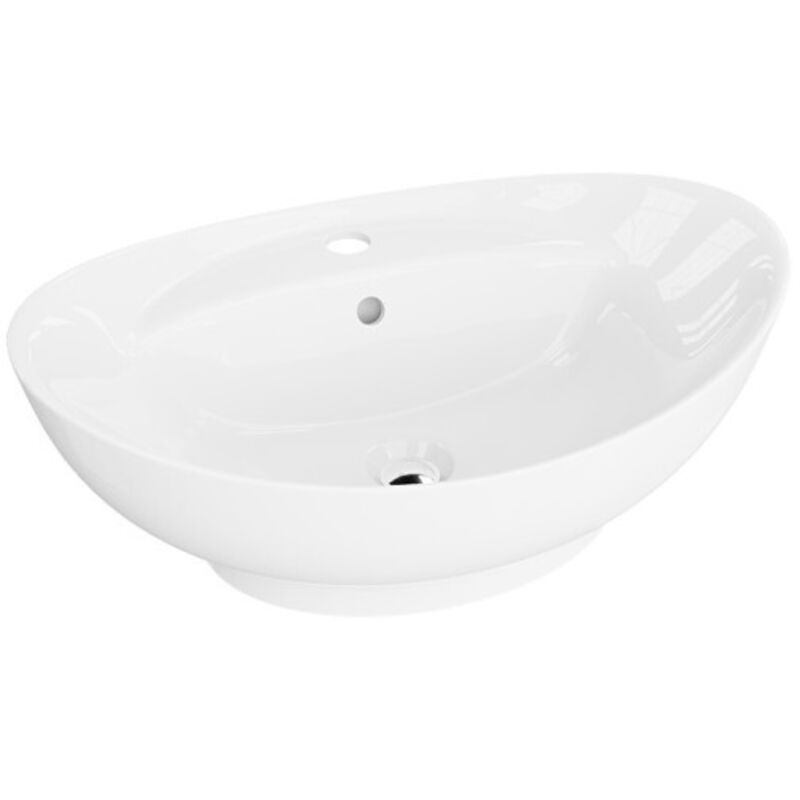 Lavita - Aufsatzwaschtisch Terra Aufsatzwaschbecken Oval Waschbecken Mit Überlauf Und Hahnloch Aus Hochwertigem Porzellan Waschtisch 59, 5x39x17, 5