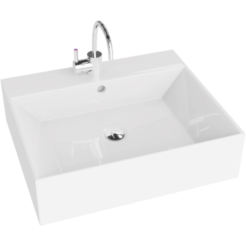 Lavita - Aufsatzwaschtisch Vista Aufsatzwaschbecken Rechteckig Waschbecken Mit Überlauf Und Hahnloch Aus Hochwertigem Porzellan Waschtisch 51x43x14,