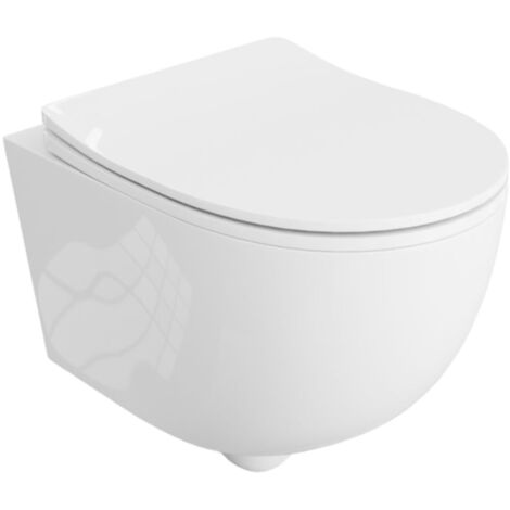 LAVITA Brava WC suspendu  L'abattant de WC à chute lente  WC suspendu sans bord  WC  360x480x375 cm  blanc brillant