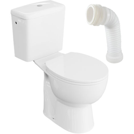 Lavita Ceto Eco White WC à poser compact sans bride Pack WC compact complet  3/6l  + connecteur WC