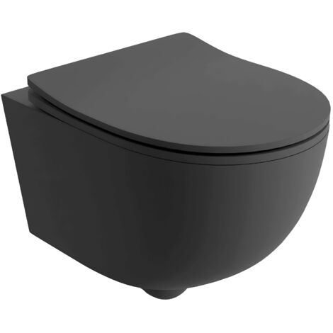 LAVITA Galve Black WC suspendu L'abattant de WC à chute lente WC suspendu sans bord WC 355x510x385 cm Noir