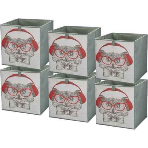 Lavita Storage Box  faltbare Aufbewahrung Boxen 31 x 31 x 31 cm  Schubladen-Organizer Box Ordnungssysteme für Kleidung  Kleideraufbewahrung & Organisation  Eule  6 stück