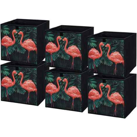 Lavita Storage Box  faltbare Aufbewahrung Boxen 31 x 31 x 31 cm  Schubladen-Organizer Box Ordnungssysteme für Kleidung  Kleideraufbewahrung & Organisation  Flamingos  6 stück