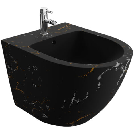 LAVITA Universal Wand-Bidet Sofi Fire mit Hahnloch und Überlaufschutz aus Keramik