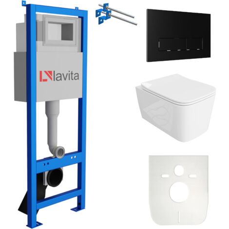 LAVITA WC Set mit Vorwandelement, Wand-WC und Spülknopf