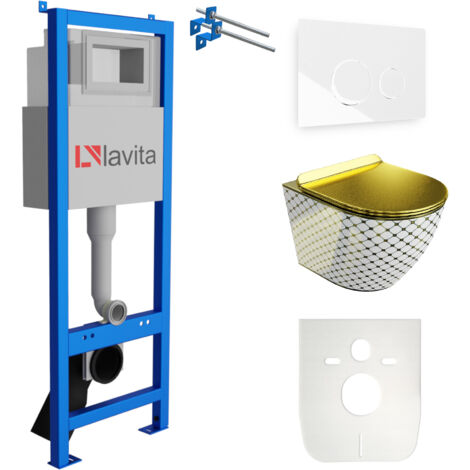 LAVITA WC Set mit Vorwandelement, Wand-WC und Spülknopf