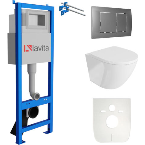 LAVITA WC Set mit Vorwandelement, Wand-WC und Spülknopf
