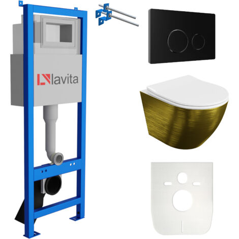 LAVITA WC Set mit Vorwandelement, Wand-WC und Spülknopf