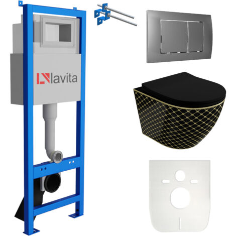 LAVITA WC Set mit Vorwandelement, Wand-WC und Spülknopf