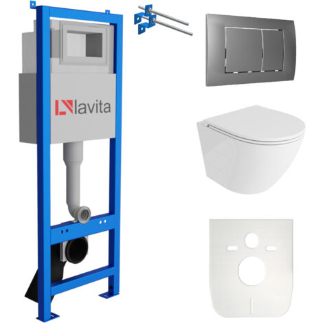 LAVITA WC Set mit Vorwandelement, Wand-WC und Spülknopf