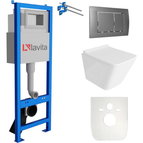 LAVITA WC Set mit Vorwandelement, Wand-WC und Spülknopf