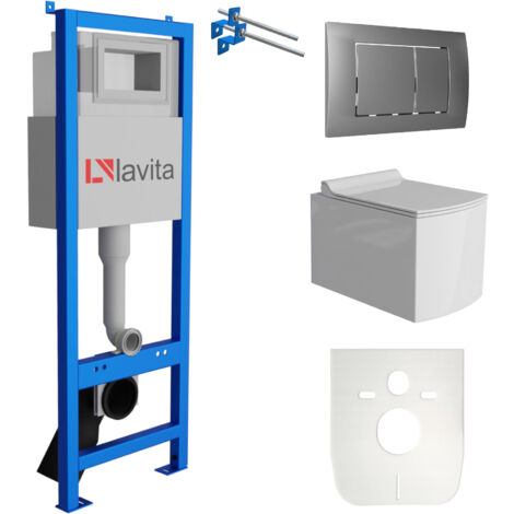 LAVITA WC Set mit Vorwandelement, Wand-WC und Spülknopf
