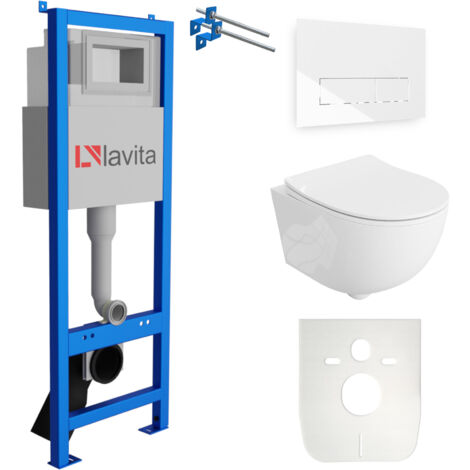 LAVITA WC Set mit Vorwandelement, Wand-WC und Spülknopf