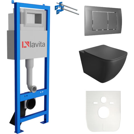 LAVITA WC Set mit Vorwandelement, Wand-WC und Spülknopf