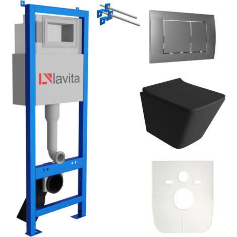 LAVITA WC Set mit Vorwandelement, Wand-WC und Spülknopf