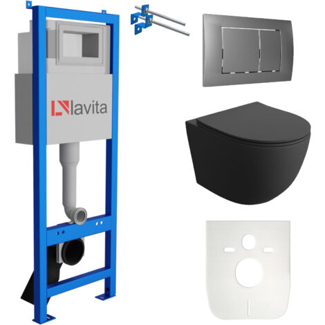 LAVITA WC Set mit Vorwandelement, Wand-WC und Spülknopf