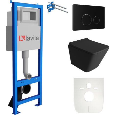 LAVITA WC Set mit Vorwandelement, Wand-WC und Spülknopf