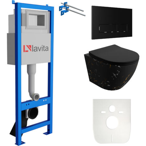 LAVITA WC Set mit Vorwandelement, Wand-WC und Spülknopf