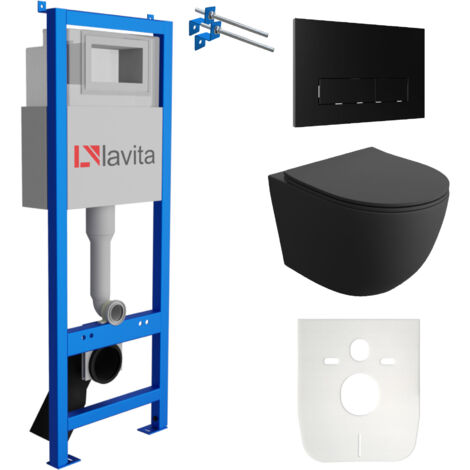 LAVITA WC Set mit Vorwandelement, Wand-WC und Spülknopf