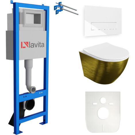 LAVITA WC Set mit Vorwandelement, Wand-WC und Spülknopf