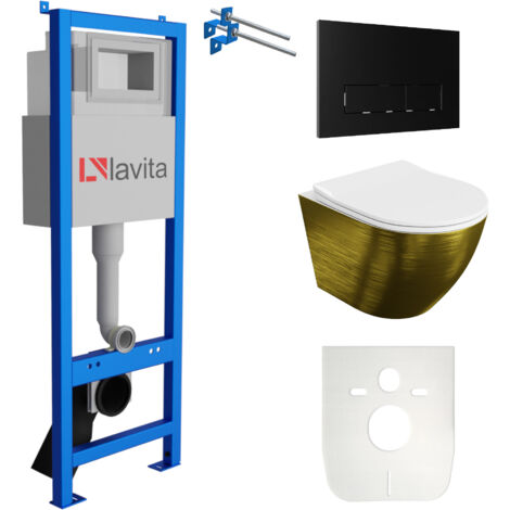 LAVITA WC Set mit Vorwandelement, Wand-WC und Spülknopf