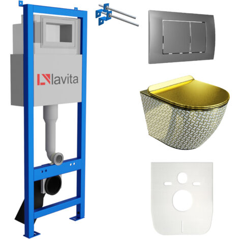 LAVITA WC Set mit Vorwandelement, Wand-WC und Spülknopf