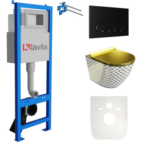 LAVITA WC Set mit Vorwandelement, Wand-WC und Spülknopf