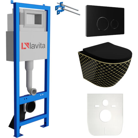 LAVITA WC Set mit Vorwandelement, Wand-WC und Spülknopf