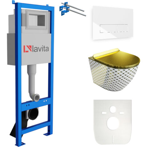 LAVITA WC Set mit Vorwandelement, Wand-WC und Spülknopf