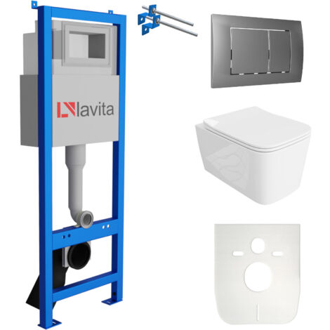 LAVITA WC Set mit Vorwandelement, Wand-WC und Spülknopf