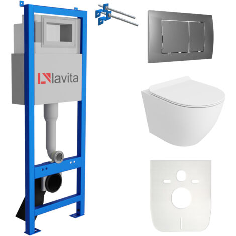 LAVITA WC Set mit Vorwandelement, Wand-WC und Spülknopf