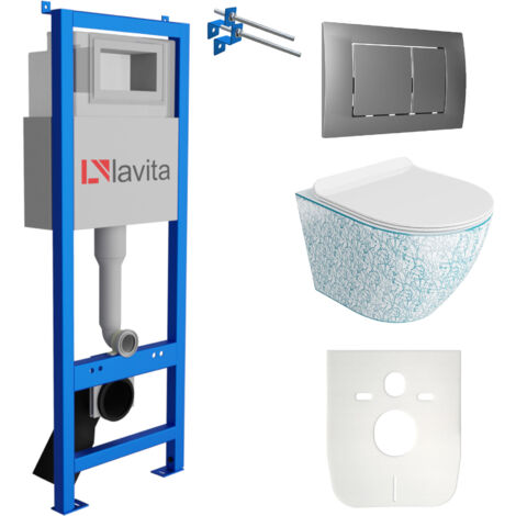 LAVITA WC Set mit Vorwandelement, Wand-WC und Spülknopf