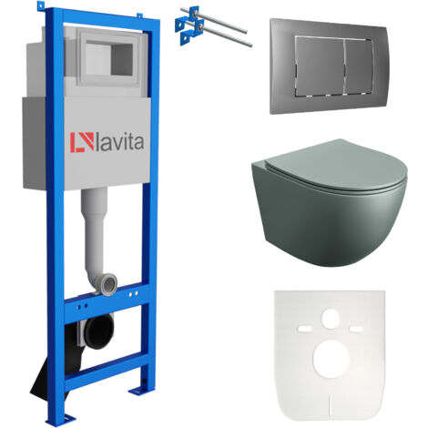 LAVITA WC Set mit Vorwandelement, Wand-WC und Spülknopf
