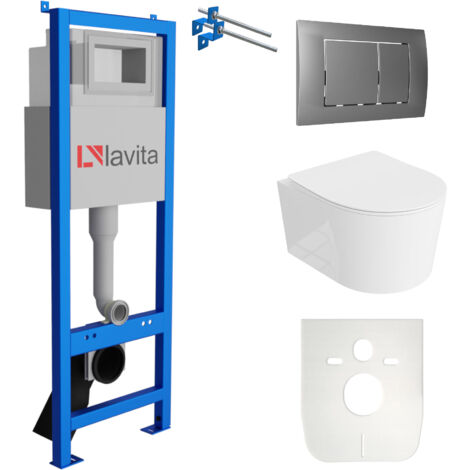 LAVITA WC Set mit Vorwandelement, Wand-WC und Spülknopf