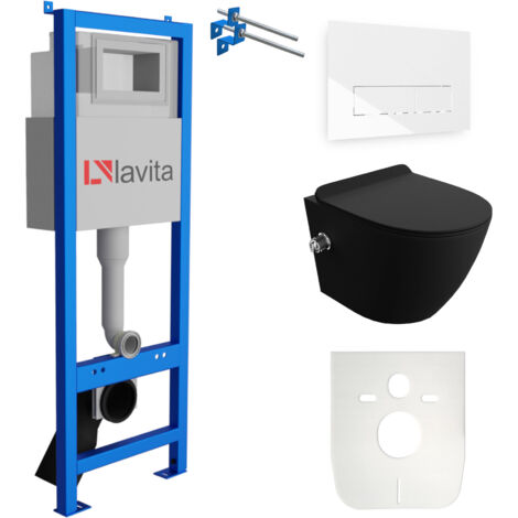 LAVITA WC Set mit Vorwandelement, Wand-WC und Spülknopf