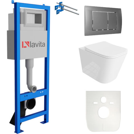 LAVITA WC Set mit Vorwandelement, Wand-WC und Spülknopf