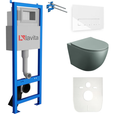 LAVITA WC Set mit Vorwandelement, Wand-WC und Spülknopf