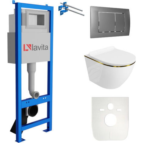 LAVITA WC Set mit Vorwandelement, Wand-WC und Spülknopf