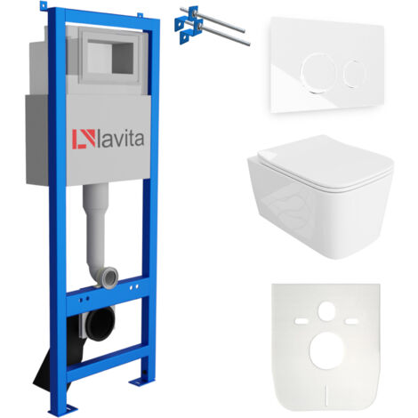 LAVITA WC Set mit Vorwandelement, Wand-WC und Spülknopf