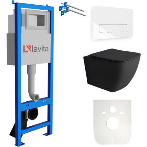 LAVITA WC Set mit Vorwandelement, Wand-WC und Spülknopf