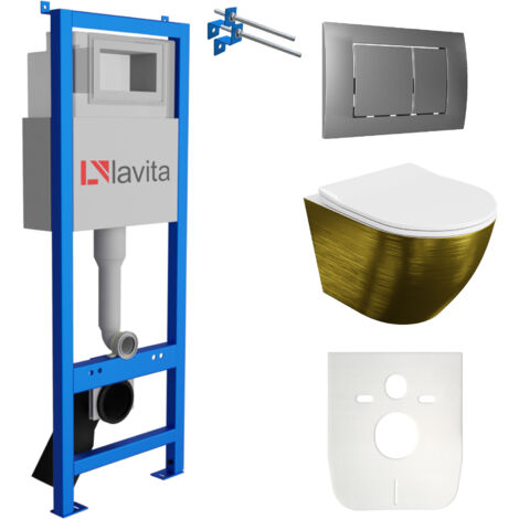 LAVITA WC Set mit Vorwandelement, Wand-WC und Spülknopf